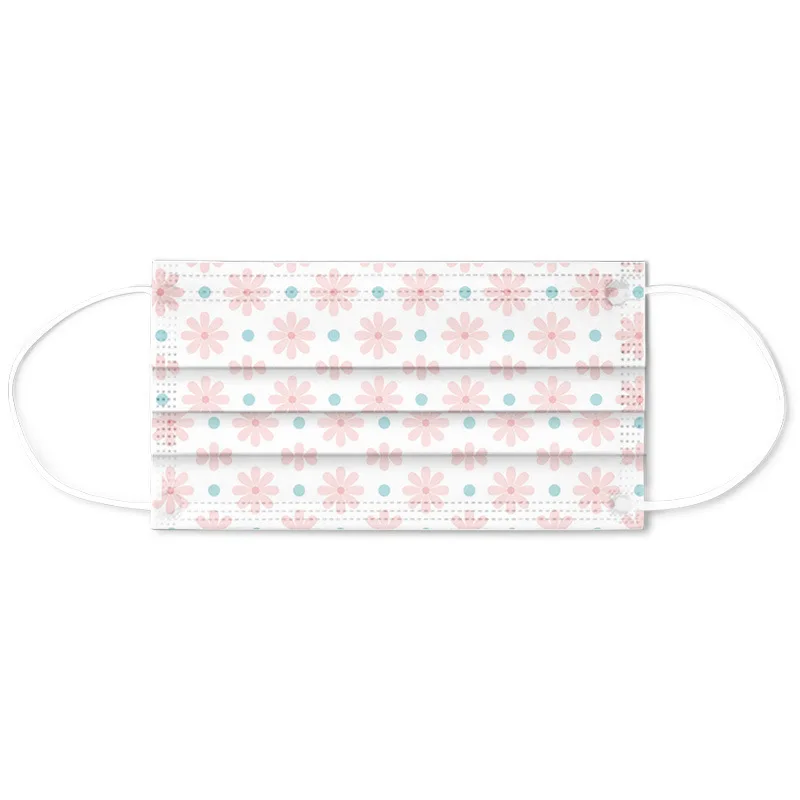 

10 PCS Adult Disposable Mask Floral Print Summer Pattern Breathable Face Mouth Masks PM2.5 Anti-dust Waterproof 3 Layers Mask