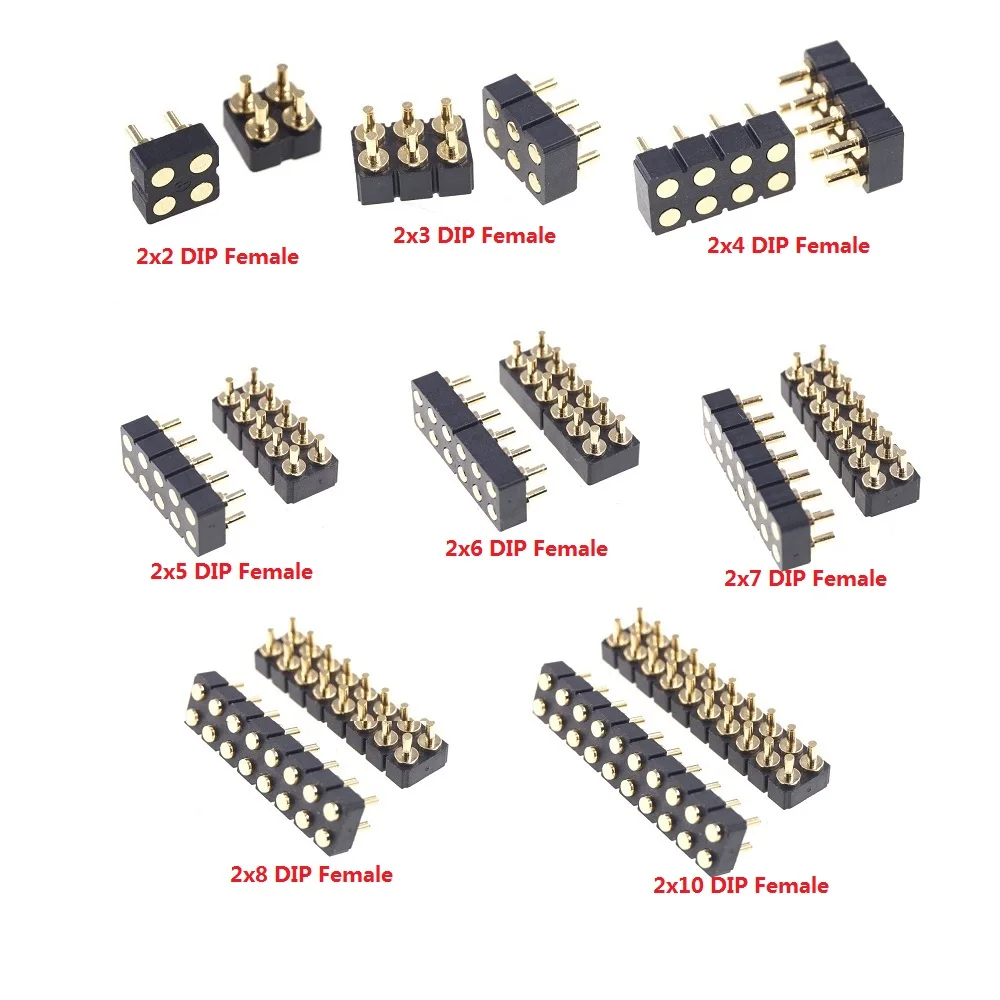 1 3 5 20 Pcs Spring Loaded Pogo Pin Connector 4 6 8 10 12 14 16 20 Poles Dual Row Surface Mount SMT DIP Height 7.0MM Pitch 2.54 images - 6