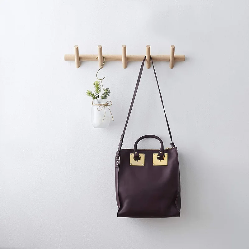 

Wood Coat Rack Modern Wall Mounted Hat and Towel Hanger Wooden Hooks Robe Racks with Pegs for Bedroom Bathroom Entryway Durable