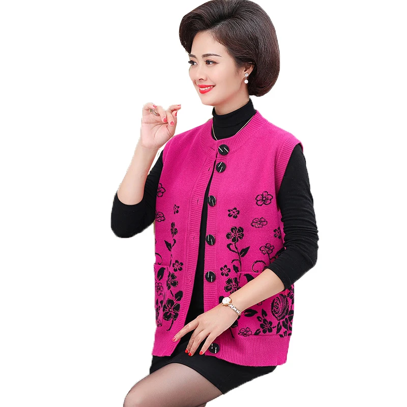 Зимняя женская куртка для женщин среднего возраста вязаный кардиган пальто