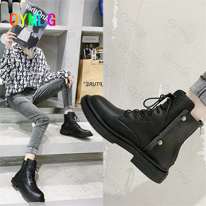 

Martin boots women's 2021autumn winter new black wild British style short tube thick heel and velvet increase net red thin boots