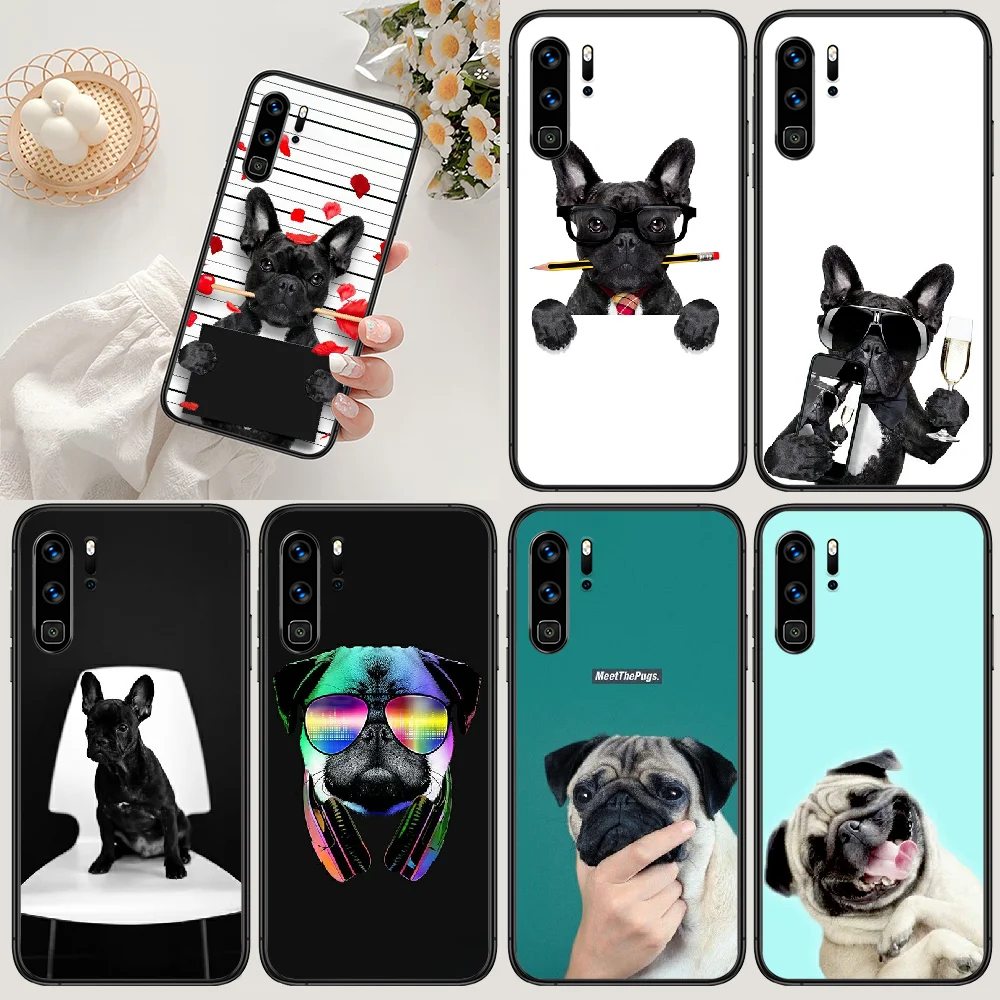 Французский бульдог чехол для телефона Huawei P Mate 10 20 30 40 Lite Pro smart Z 2019 nova/5t черный Coque