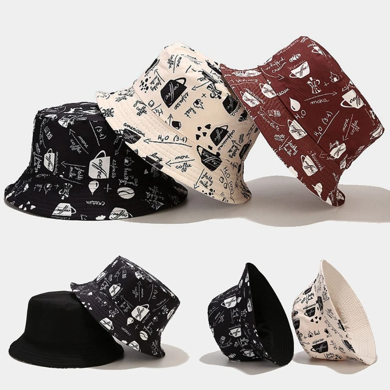 

Fisherman Hat with Large Brim & Graffiti Pattern Bucket Hat Summer Casual for Vacation Holiday UV Isolation Foldable