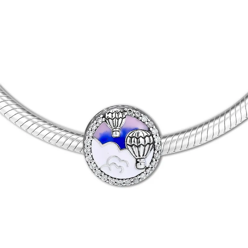 Разноцветные серебряные бусины-пуговицы в виде воздушного шара для шармов