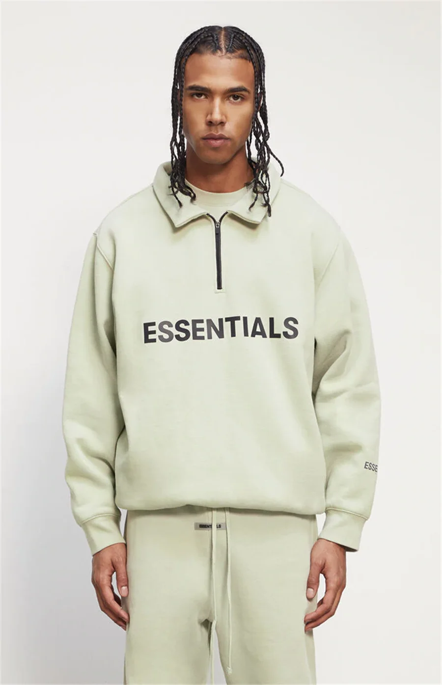 

Best Quality Half-Zip Stand-up Collar Essentials Sweatshirts Men Women 1:1 Loose 3D Reflective ESSENTIALS Pullovers