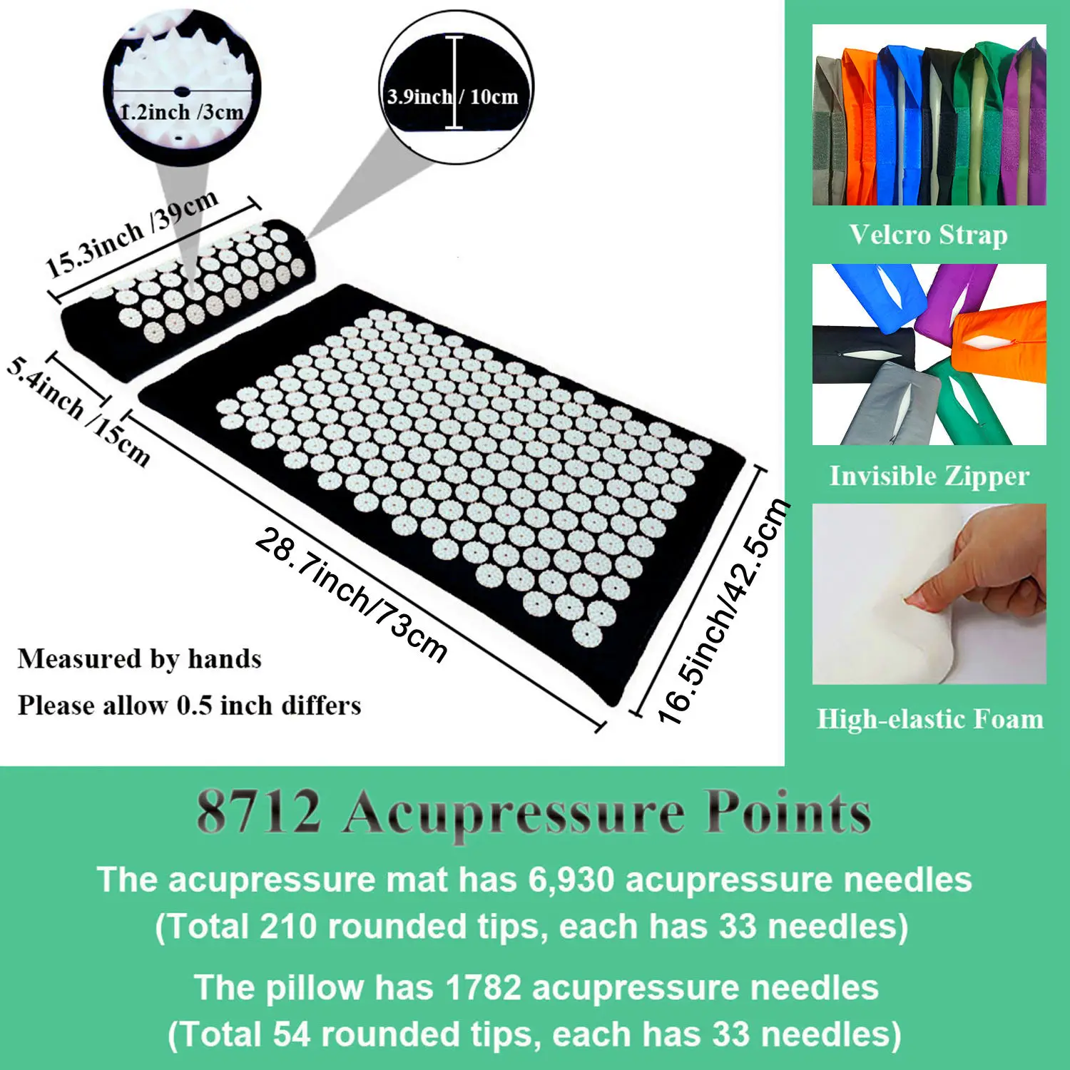 73X42.5cm Йога акупрессура коврик и подушка набор акупунктурный Массажный