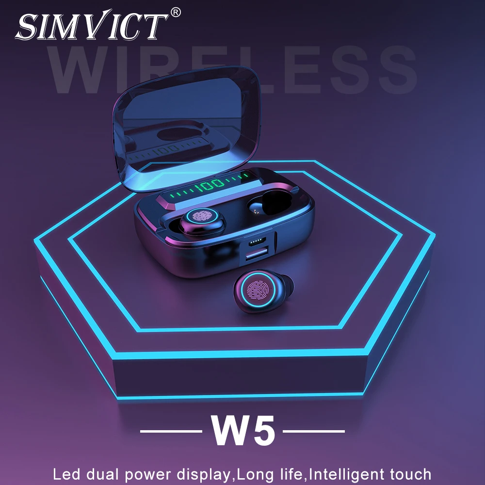 Simvict Q5 наушники вкладыши TWS с 5 0 Bluetooth Наушники Беспроводной гарнитура стерео бас