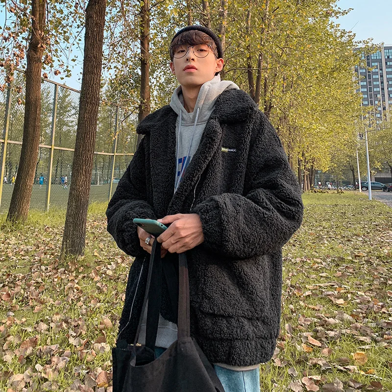 Зимние мужские утепленные парки Повседневная парка из овечьей шерсти теплые