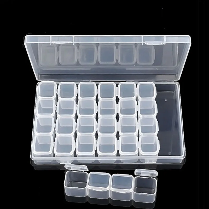

28 Grids Empty Nail Art Decoration Storage Glitter Case Rhinestone Crystal Bead Box Accessories Container Tool