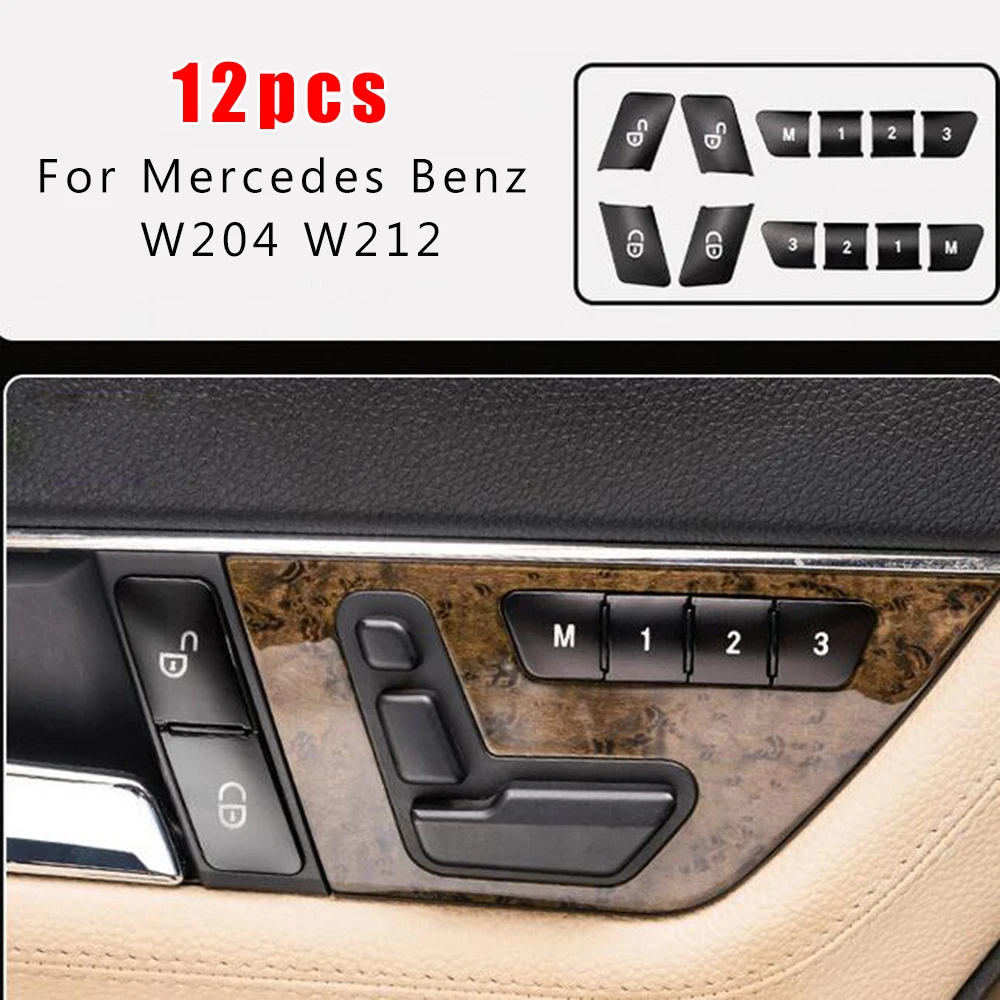 

For Mercedes Benz W204 W212 Switch Button 12pcs Black Lock Switch Button Covers Hot