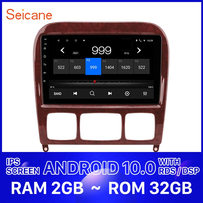 Seicane Android 9. 0 9 дюймов 2 ГБ IPS автомобильное радио стерео для 10 1998 Mercedes Benz S Class W220 S280 S320