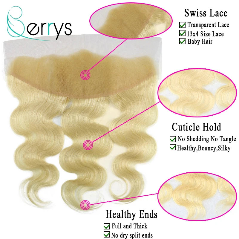 Berrys волосы пряди человеческих волос для Синтетические на кружеве застежка 13x6 613