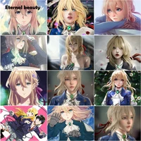 diamond painting anime violet evergarden character full round square drill diamond embroidery crafts 5d diy diamond mosaic gift