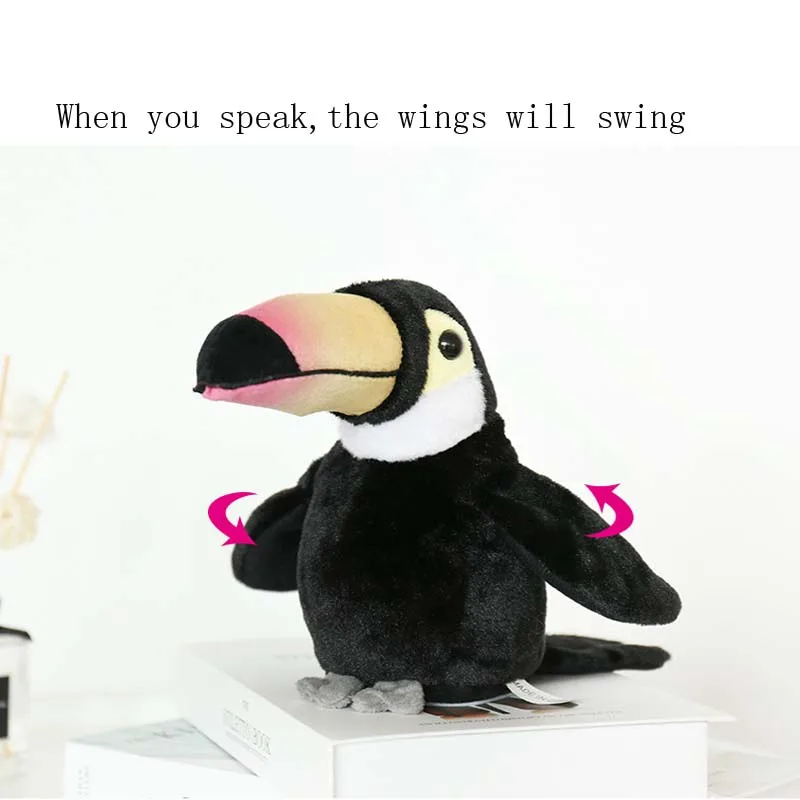 Электрическая говорящая плюшевая игрушка милые хлопки крылья Забавный Попугай
