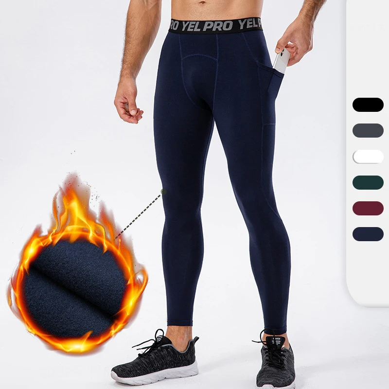 

Мужские теплые флисовые спортивные трико, штаны для бега, тренировок, фитнеса, леггинсы, компрессионные тренировочные штаны для спортзала с карманами и логотипом на заказ