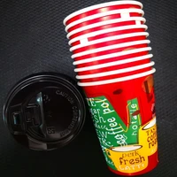400ml cuplid thick paper cup with lid disposable coffee cup milk tea cup party drinking cups disposable