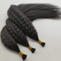 bluelucky high quality one donor natural black virgin remy i tip hair extension kinky straight