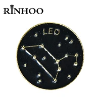 rinhoo new black enamel planet star zodiac sign galactic universe brooch women 12 constellation fashion round pins badge jewelry