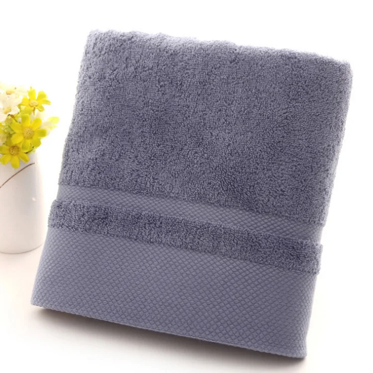 Navy blue Мягкое однотонное пляжное полотенце для плавания из хлопка для путешествий, банное полотенце с хорошей впитываемостью, спортивное полотенце - Цвет: Navy blue