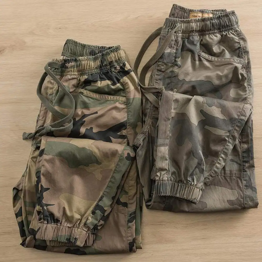 

Men Pantalon Tactico Militar Hombre Camouflage Cargo Pants Loose Army Streetwear Jogger Male Camo Green Cotton Pockets Trousers