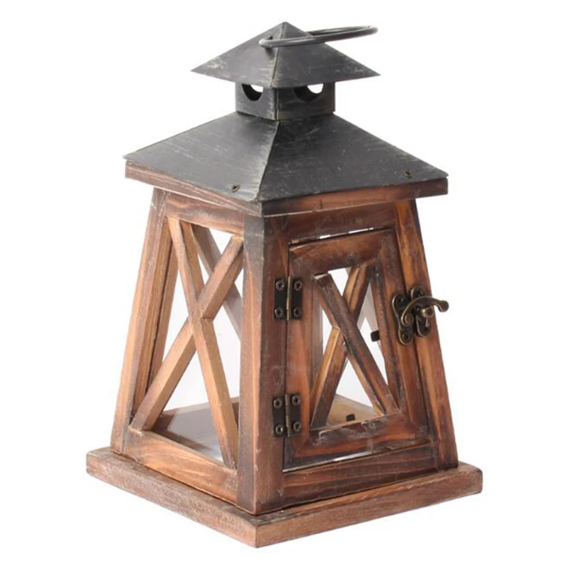Деревенский деревянный декоративный свечной фонарь винтажный подвесной