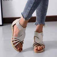 2021 summer new womens pu leather diamond comfortable roman sandals casual beach shoes versatile hot womens shoes zq0395