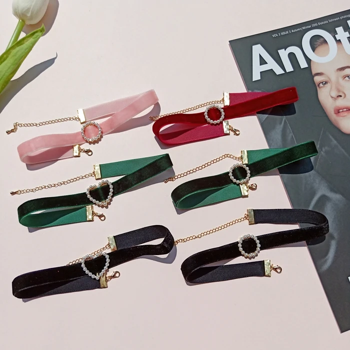 Velvet Cross Cupid Imitation Pearls Love Heart Sexy Choker Short Chain Necklace for Women Girls Gifts Halloween | Украшения и