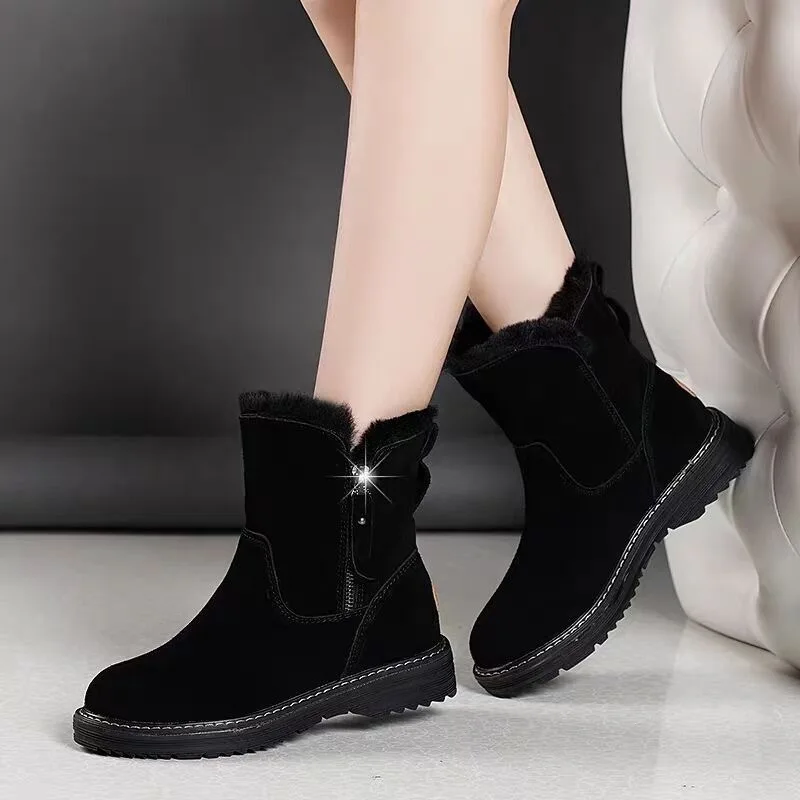 

Snow boots women's fur one Body Martin boots Women's 2021 new autumn/winter thickened ankle boots and fleece cotton shoes