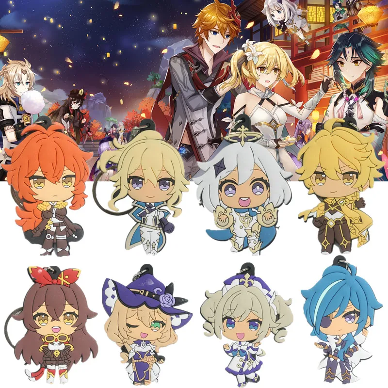 

Game Genshin Impact Jean Gunnhildr Amber Lisa Kaeya Alberch Cosplay Keychain Keyring Pvc Accessories Pendant Key Chains Gifts