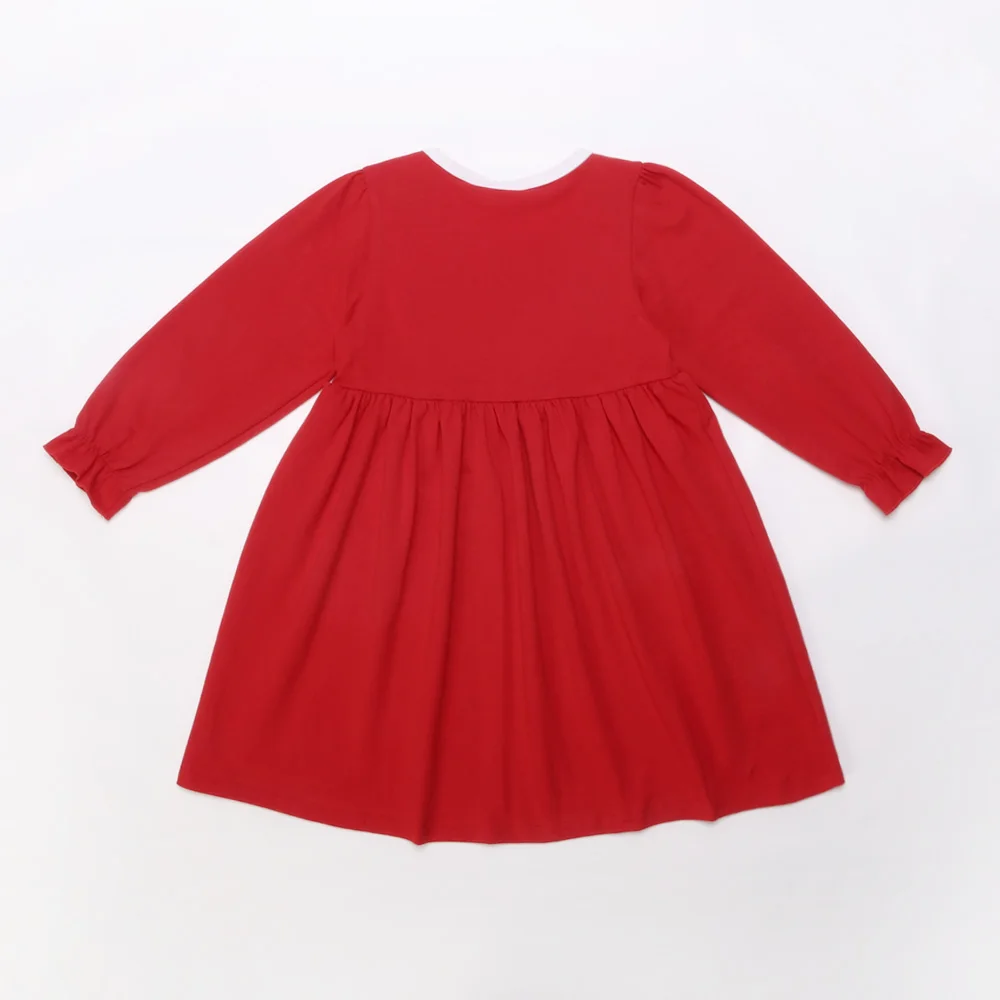 Оптовая продажа изысканное милое платье для девочек красная хлопковая одежда с