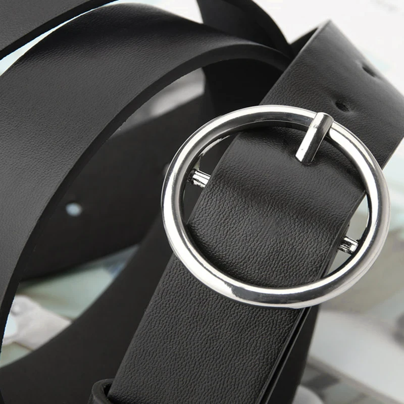 

Women PU Leather Belts Alloy Single Ring Buckle Belt Vintage Decorative Ladies Casual Belt Fashion Simple Waistband