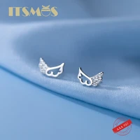 itsmos hollow cute wings diamond studs dainty sweet earrings s925 sterling silver earring female simple jewelry for women gift