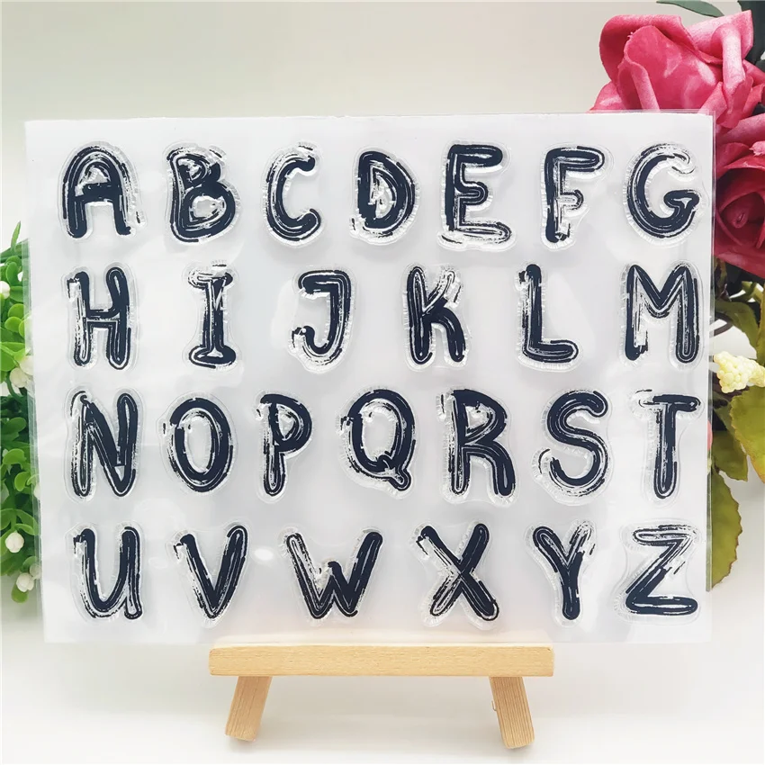 14x18 см 26 заглавной буквы Милая прозрачная печать прозрачные наклейки силиконовый