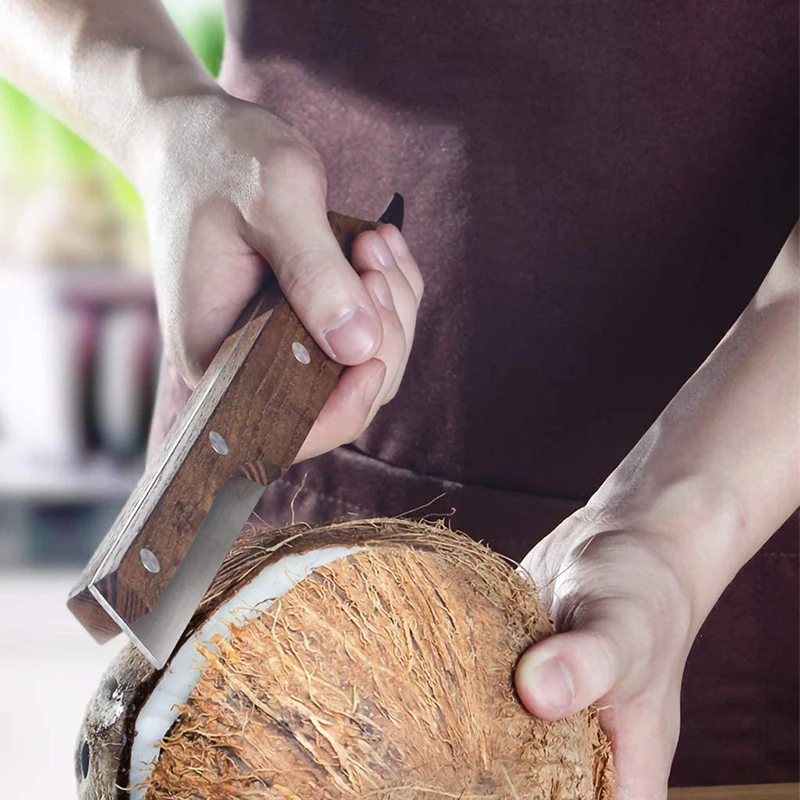 Креативный кокосовый резак двухсторонний с деревянной ручкой инструмент для