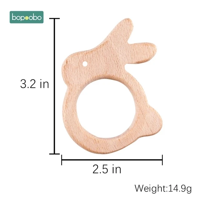 Rabbit Bopoobo 5 шт. деревянный Прорезыватель для еды, из бука, деревянные животные, детские игрушки для новорожденных, подвеска, соска, комплект для медицинских процедур, Детские трофеи - Цвет: Rabbit
