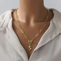 capital letter initial necklace hip hop gold a z alphabet pendant thick chain ot buckle necklace women