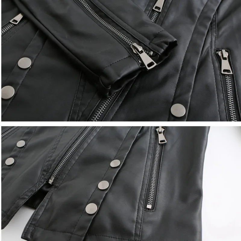 

Woman Leather Coat PU Jacket Women Leather Hooded Jackets XL Black Coat Winter Women