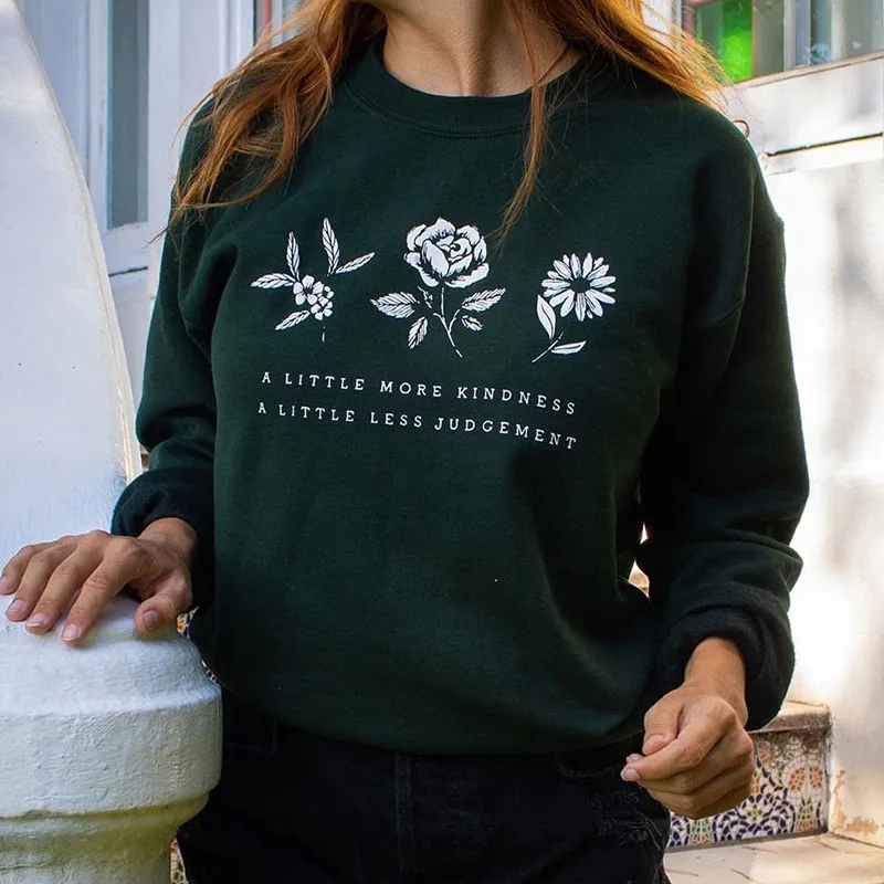 

Чуть больше доброте толстовка женская Цветочный принт пуловер футболка с длинным рукавом Графический Джемперы Модные топы; Прямая поставк...