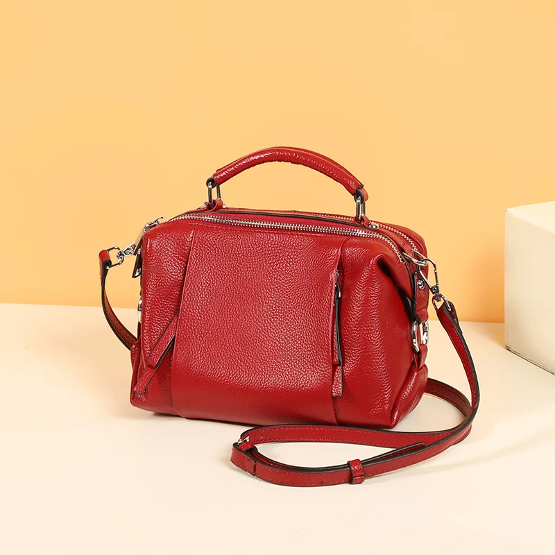 

2021 Luxury Women Tote Handbags 100% Genuine Leather Ladies Boston Shoulder Bags High Quality Female Top Handle Messenger Bags