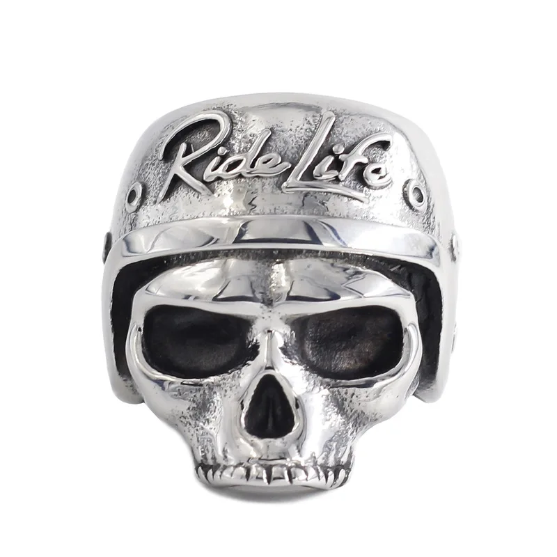 Рок н ролл в стиле панк с шлем из нержавеющей стали кольцо черепом мужское
