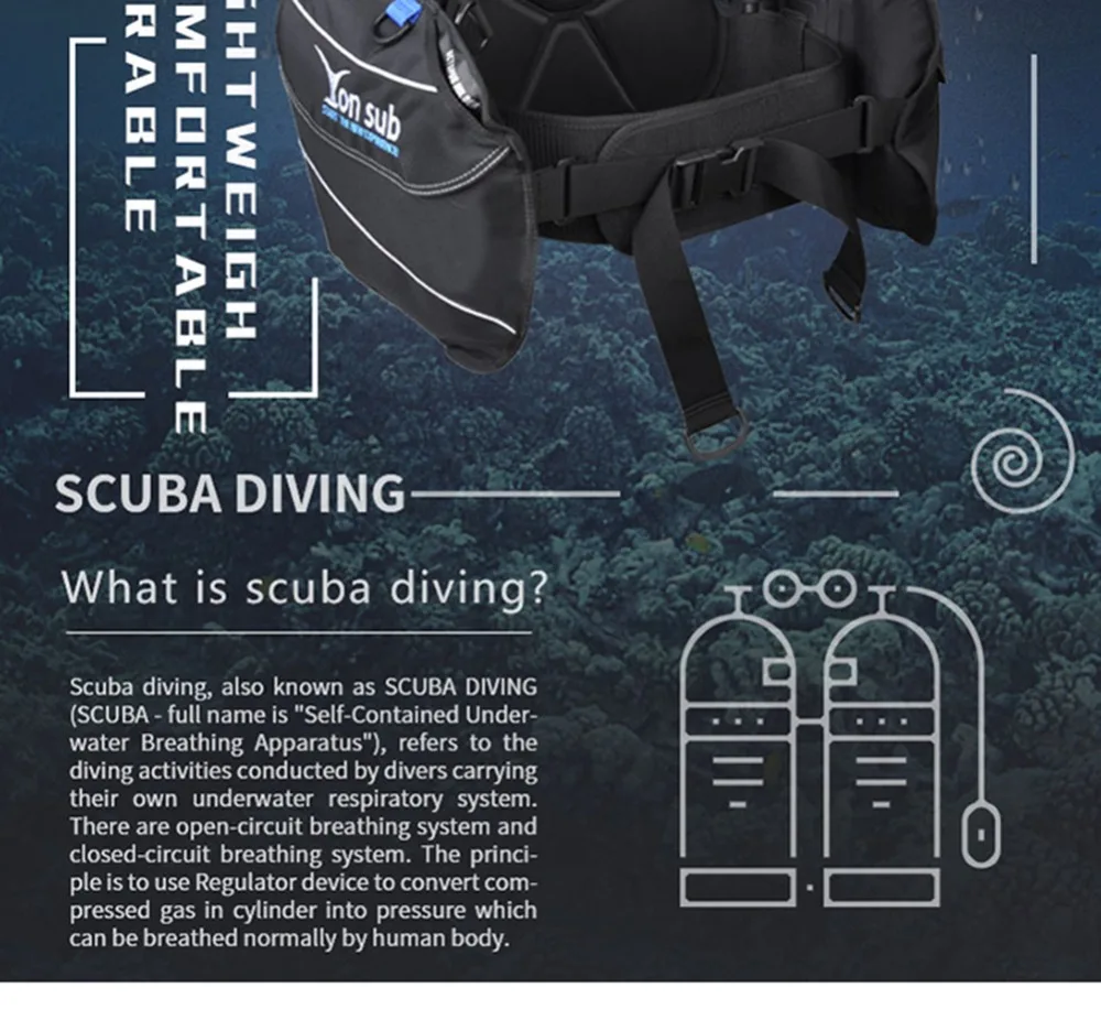 Yonsub Pro BCD куртка стиль Aqualung баланс акваланг полностью аксессуары Дайвинг плавучести компенсатор регулятор с быстроразъемным