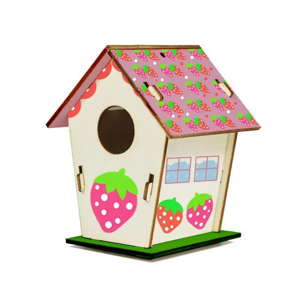 

Diy мини деревянный домик для птиц раскраска кисть красочные пигментные игрушки для детей развивающая лучшая коллекция для детей рождествен...