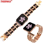 Для Apple Watch 7 45 мм 41 мм 42 44 40 Ремешки для наручных часов из нержавеющей стали с кожаным ремешком для iwatch Series 7 6 5 4