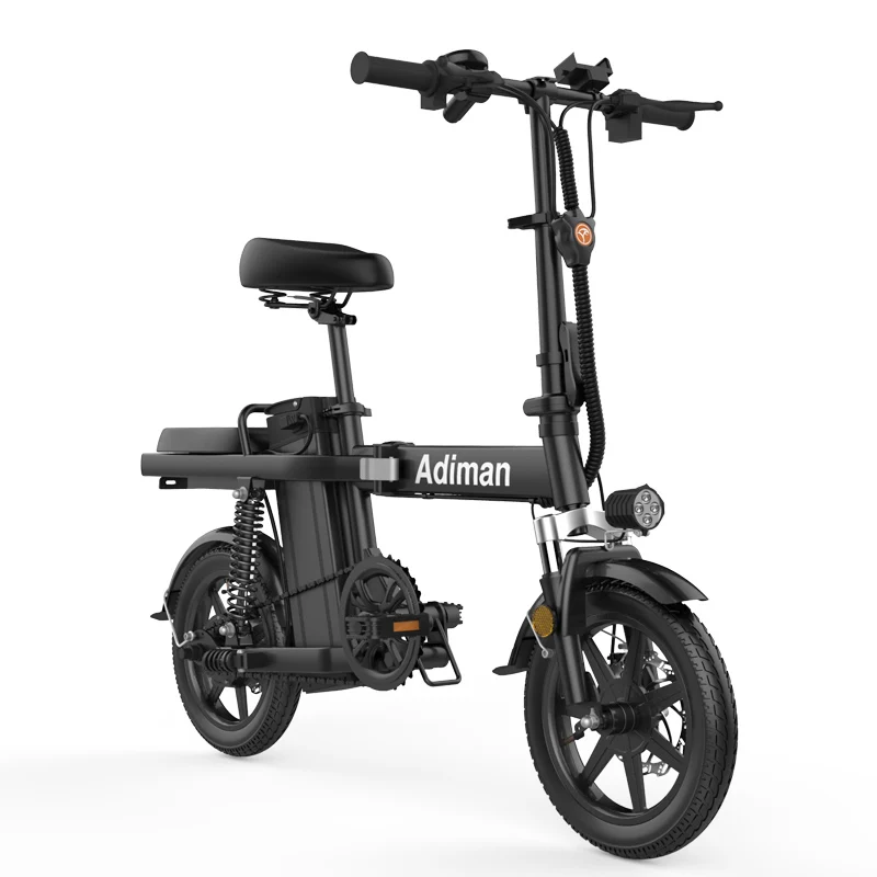 black 15ah 14 дюймов складной электрический велосипед литиевая батарея электрический велосипед светильник для вождения взрослых батарея съемный алюминиевый сплав e велосипед - Цвет: black 15ah