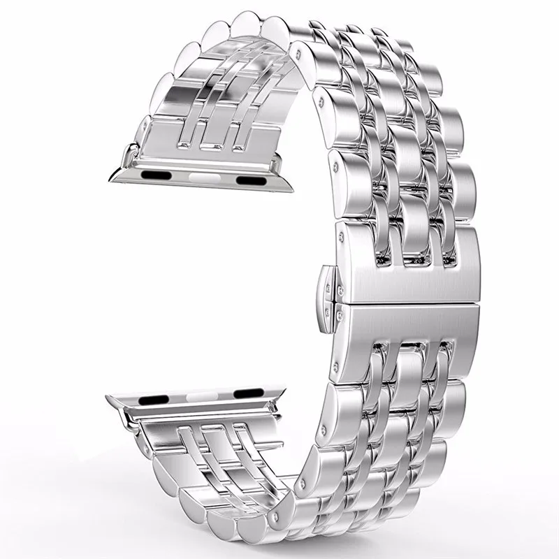 silver Классический металлический ремешок из нержавеющей стали для Apple Watch 38 мм 42 мм 40 мм 44 мм серия 5 браслет ремень для iWatch серии 4 3 2 1 - Цвет ремешка: silver