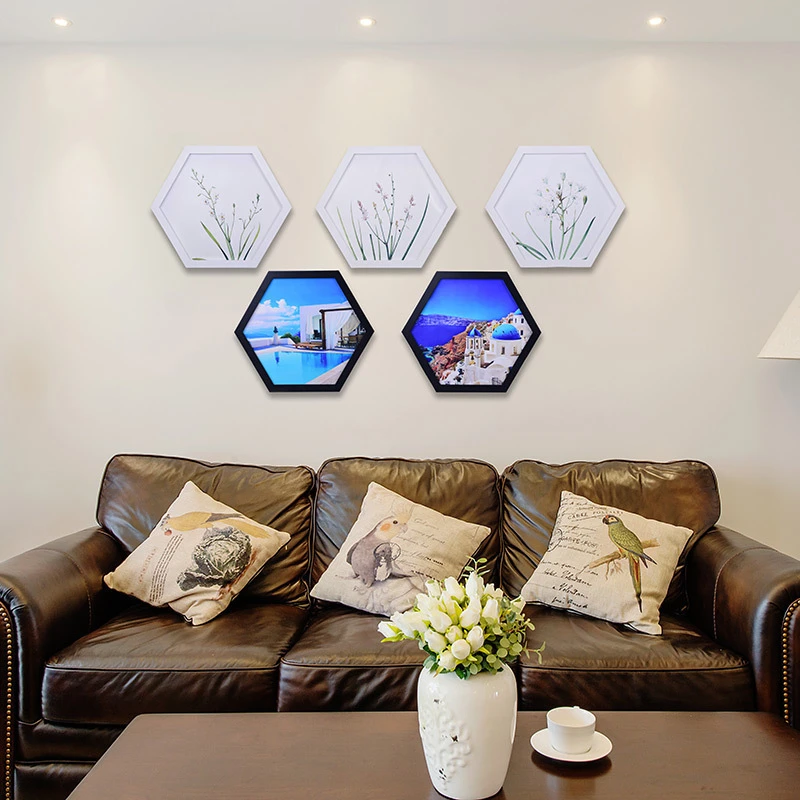 Шестигранная прочная деревянная фоторамка креативная DIY Комбинация настенный