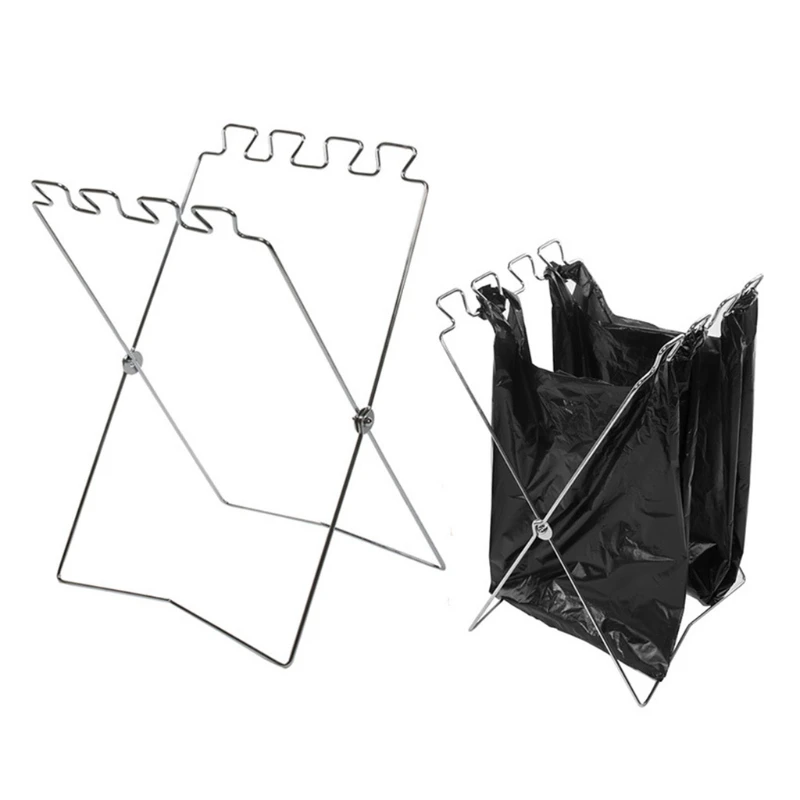 

Outdoor Camping Stainless Iron Garbage Bag Holder Durable Versatile Metal Stand