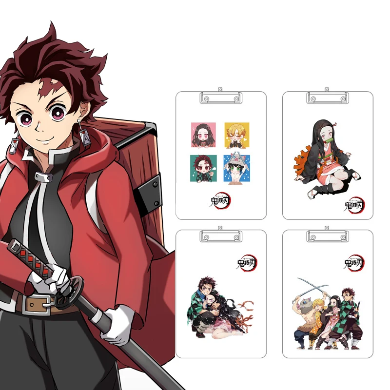 

Demon Slayer Clipboard Folder A4 File Cute Writing Pad Anime Document Holder Board Transparent Clipboard Office Stationery
