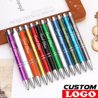 500pcslot laser customized logo metal ballpoint pen hotel counter sign gel business gifts personality school office supplies