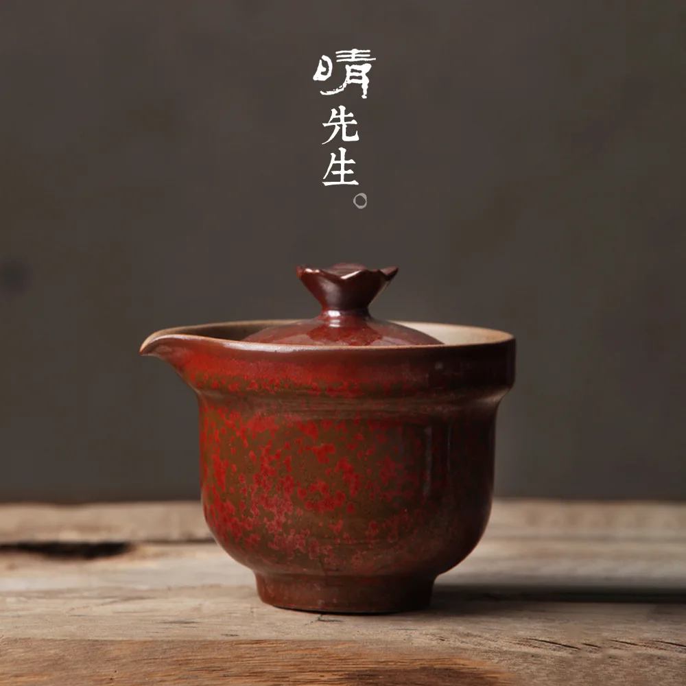 Цзиндэчжэнь железная красная глазурь Старая каменная грязь легко пузырчатая